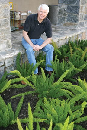 Huntington Palisades resident Lew Whitney designed the re-landscaped beds at the Palisades Branch Library last fall.